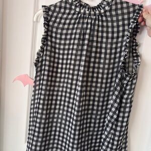 Black & White Gingham Ruffle Sleeveless shirt by who what wear. Size L